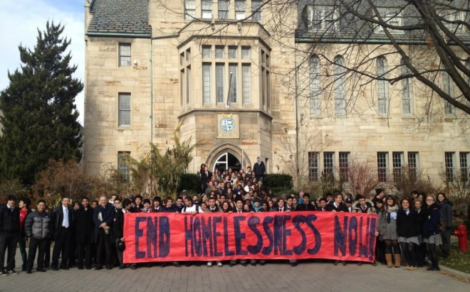 Students from Brebeuf College attend a Social Justice Symposium at St Michael's College, Toronto in December 2012.