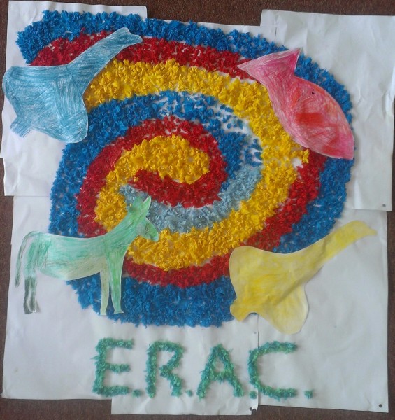 The Edmund Rice Action Camp mural prepared during the 2013 camp.