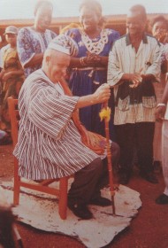 Br Joe is enstooled as an honourary chief in a local village in Ghana.